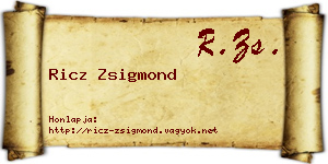 Ricz Zsigmond névjegykártya